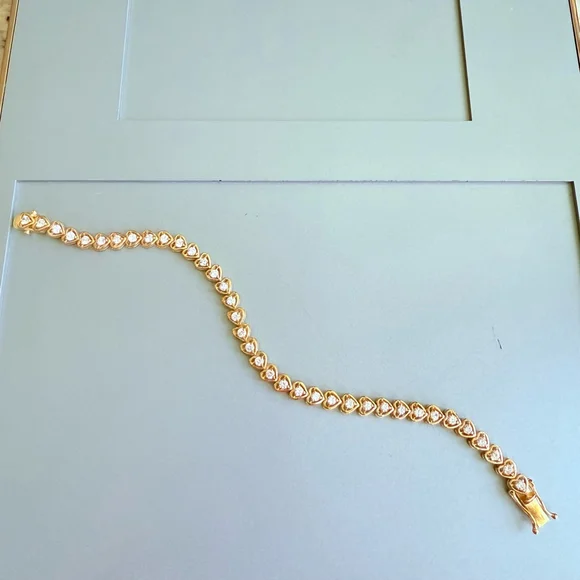 18K Vermeil Heart 8.15 TCW Cubic Zirconia 925 Sterling Silver Tennis Bracelet - Picture 5 of 8